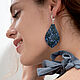 Order Blue Leather Earrings. Two Starlings. Livemaster. . Earrings Фото №3