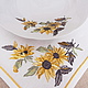 Napkin with embroidery `Sunflowers` inspired by Japanese dinner service. ` Sulkin house` embroidery workshop
