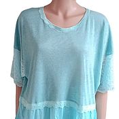 Одежда handmade. Livemaster - original item Summer light tunic mint color and blue made of knitwear. Handmade.