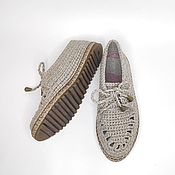 Обувь ручной работы handmade. Livemaster - original item Knitted boots, grey linen-cotton. Handmade.