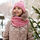 Шапка женская вязаная, объемная, с отворотом цвета пыльная роза. Шапки. Knitting_larka. Интернет-магазин Ярмарка Мастеров.  Фото №2