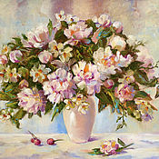 Картины и панно handmade. Livemaster - original item Oil painting flowers Peonies, order a picture with peonies. Handmade.