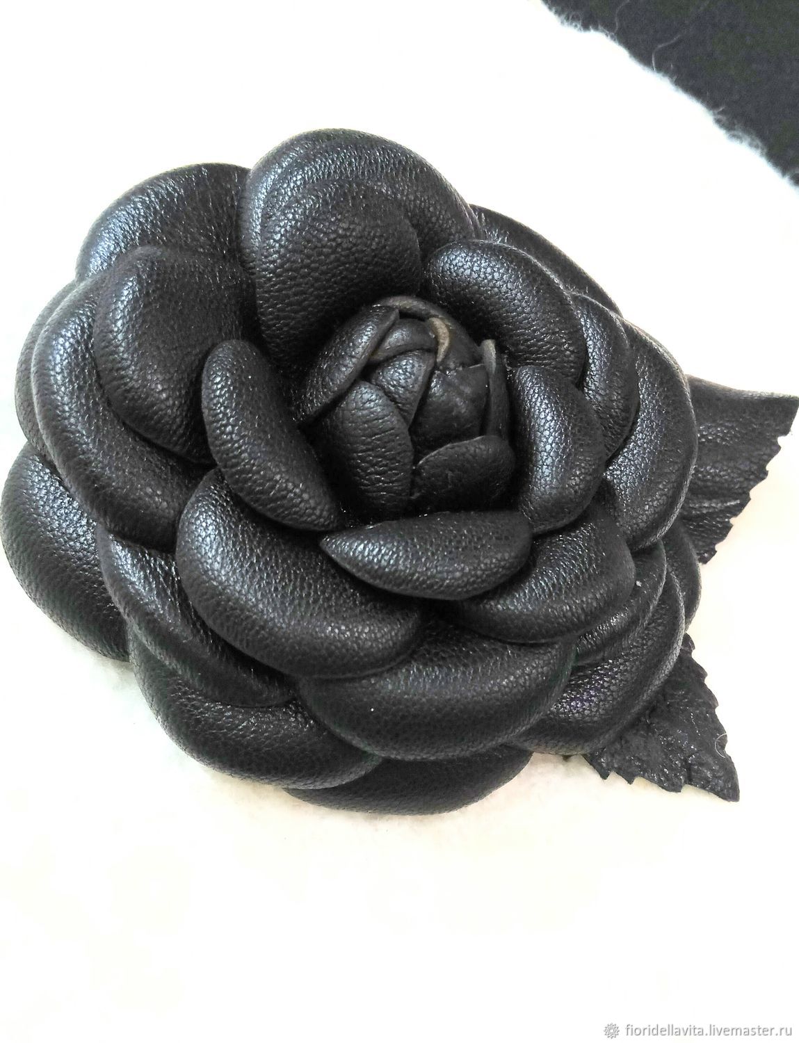 Leather flowers. Camellia  Chanel black