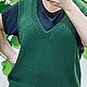 Жилет из шерсти ширина 60 см женский вязаный изумрудный. Жилеты. AccessoriesWool мягко и комфортно. Ярмарка Мастеров.  Фото №7