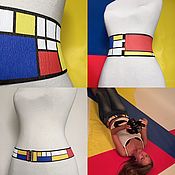 Аксессуары handmade. Livemaster - original item belt-gum Mondrian different heights and with different buckles. Handmade.