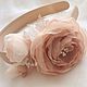 Bezel with peony roses 'Cream-beige', Headband, Yurga,  Фото №1