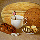 Картина акварелью Приглашение к Чаю, бежевый коричневый, Картины, Москва,  Фото №1