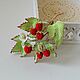  Веточка сладкой малины. Брошь-булавка. Knitted flowers. Ярмарка Мастеров.  Фото №4