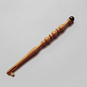 Материалы для творчества handmade. Livemaster - original item Luneville hook carved (Sycamore) with Swarovski bead. Handmade.