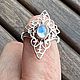 Кольцо с Лунным Камнем (Адуляр) серебро 925. Кольца. Jeweller -Danil. Интернет-магазин Ярмарка Мастеров.  Фото №2