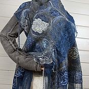 Валяный шарф "Brown&Blue&Gray"