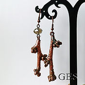 Украшения handmade. Livemaster - original item Earrings Spring. Plum twigs covered with copper.. Handmade.