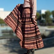 Одежда handmade. Livemaster - original item The skirt is made of cotton and lace in the style of boho long Chocolate. Handmade.