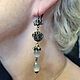 Drop earrings with cat's eye opal, silvering. Earrings. AnnaCraft. My Livemaster. Фото №6