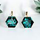 Серьги KAL HEXAGON Swarovski 16 мм Em, Серьги классические, Москва,  Фото №1