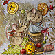 Картина акварелью "Мышата и бусы". Снег. Нитки, Картины, Королев,  Фото №1