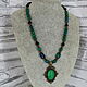 Order Necklace with chrysocolla and obsidian pendant. Magic box. Livemaster. . Necklace Фото №3