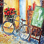 Картины и панно handmade. Livemaster - original item Painting painting landscape city watercolor CAFE. LUNCH. Handmade.