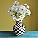 Ваза Маккензи Чайлдс, ваза черно-белая, ваза для цветов, ваза интерьер. Вазы. Стеклянный магазинчик. Ярмарка Мастеров.  Фото №5