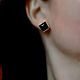 Серьги с чёрным агатом "В квадрате". Серьги классические. Newstylejewelry. Интернет-магазин Ярмарка Мастеров.  Фото №2