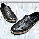 Slip-ons made of genuine python leather and suede, in black. Slip-ons. SHOES&BAGS. Online shopping on My Livemaster.  Фото №2