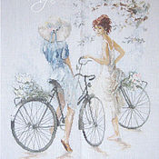 Картины и панно handmade. Livemaster - original item Embroidered picture "cyclist".. Handmade.