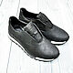 Sneakers made of genuine cattle leather, in dark gray color!, Sneakers, St. Petersburg,  Фото №1