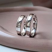 Свадебный салон handmade. Livemaster - original item Paired wedding rings made of silver, rhodium (Ob47). Handmade.
