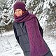 Заказать Комплект шапка двойная/ шарф БЕННИТА/ШЕЛДОН ежевика. Вязаный кэжуал  UNIC Ирина. Ярмарка Мастеров. . Комплекты головных уборов Фото №3