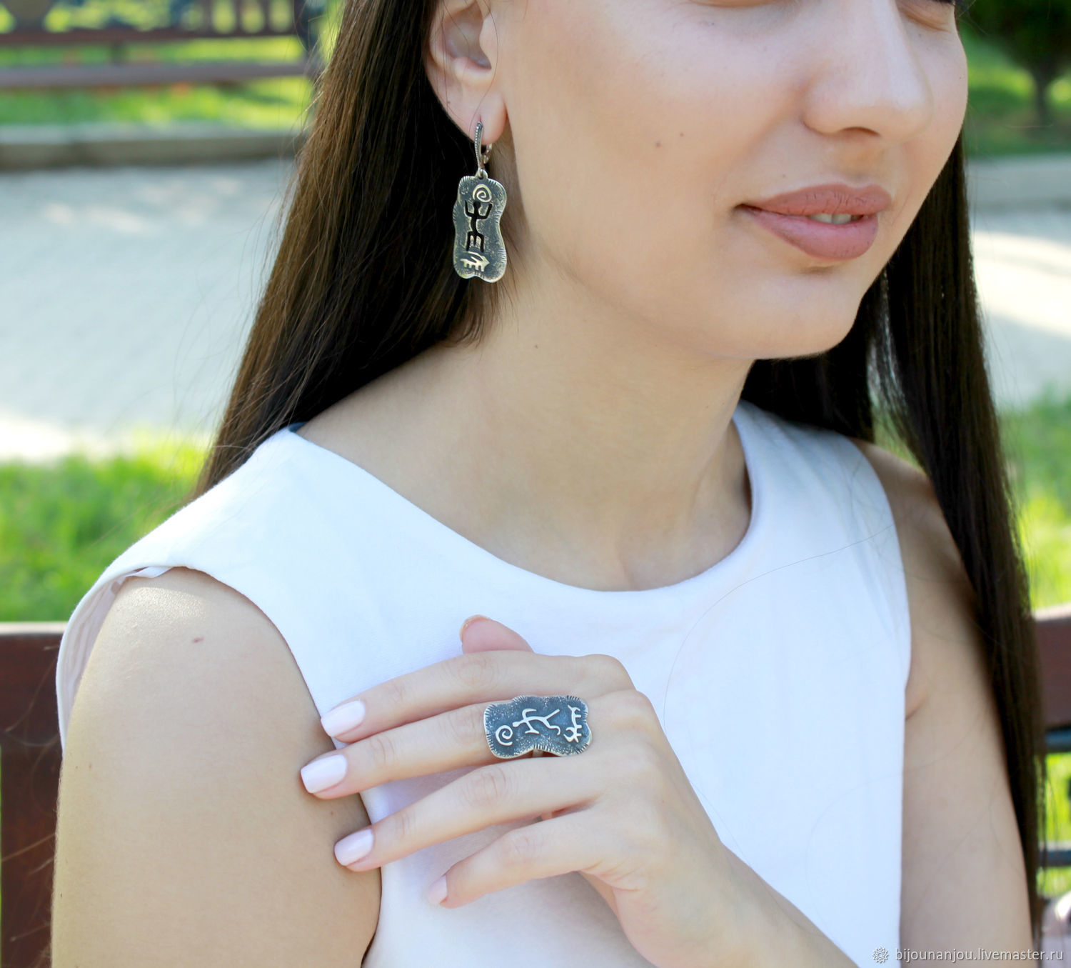 Earrings, ring and pendant Rock Carvings made of silver 925 RO0029, Jewelry Sets, Yerevan,  Фото №1