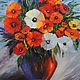 Painting bouquet of flowers 'Red and white bouquet' Oil painting. Pictures. Kind paintings by Irina Belozerova. My Livemaster. Фото №4