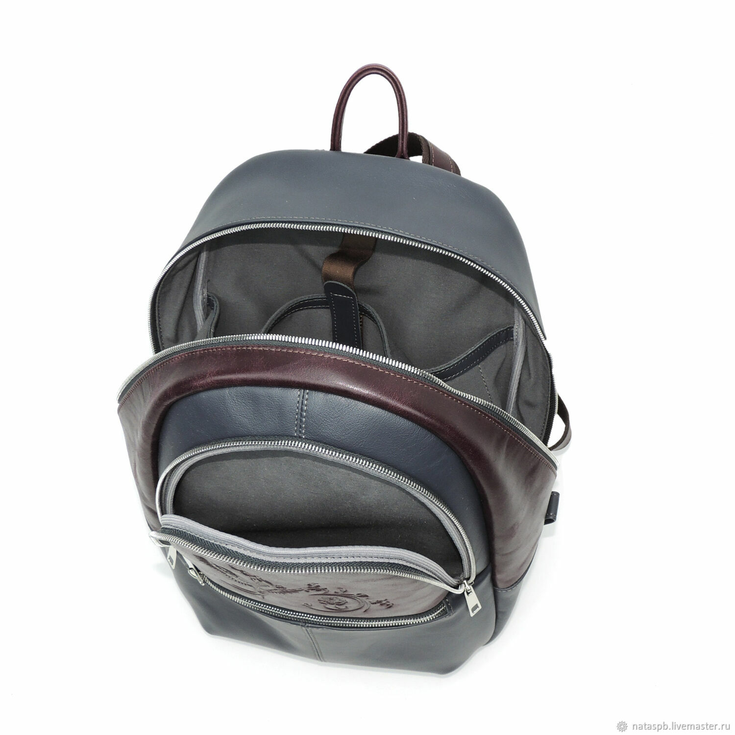 Рюкзаки: Рюкзак женский кожаный бордовый серый Рокси Мод. Р43-741-1 в ...