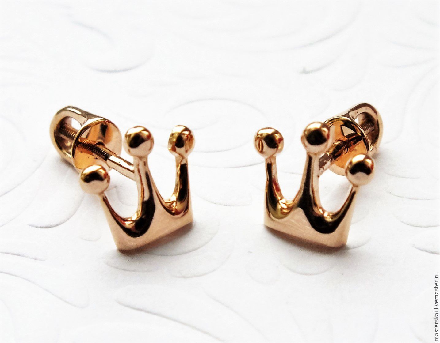 Earrings 'Crown' - gold 585, Earrings, Moscow,  Фото №1