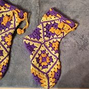 Теплые носки из бабушкиных квадратов