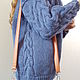  женский вязаный синий кардиган с косами. Кардиганы. SweaterStudio. Ярмарка Мастеров.  Фото №4