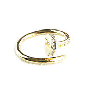 Украшения handmade. Livemaster - original item Nail ring with cubic zirconia, gold ring in the form of a nail. Handmade.