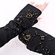 Black fingerless gloves embroidered with stones, Mitts, Moscow,  Фото №1