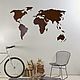 Деревянная карта мира на стену 150х80 см, орех, Карты мира, Москва,  Фото №1