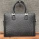Order Men's bag, made of genuine ostrich leather, in black!. SHOES&BAGS. Livemaster. . Men\'s bag Фото №3