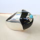 Ring with black enamel and turquoise made of 925 SER0007 silver. Rings. Sunny Silver. My Livemaster. Фото №5
