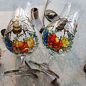 Wine glasses (pair ). Stained glass painting