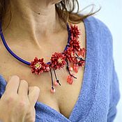 Украшения handmade. Livemaster - original item Necklace: Red Chrysanthemums. Handmade.