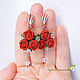 Earrings with red peonies, Earrings, Omsk,  Фото №1