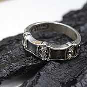Украшения handmade. Livemaster - original item Men`s ring with zircons made of 925 sterling silver HH0102. Handmade.