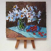 Картины и панно ручной работы. Ярмарка Мастеров - ручная работа Mini pintura, naturaleza muerta con flores. Handmade.