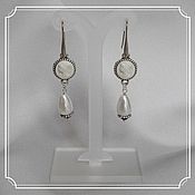 Субкультуры handmade. Livemaster - original item Earrings with cameos and mother of pearl Girl color white 10. Handmade.