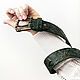 Cinturón de cuero verde Oscuro, ancho 3,4 cm. Straps. Two Starlings. Ярмарка Мастеров.  Фото №6