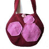 Сумки и аксессуары handmade. Livemaster - original item Shoulder bag: round knitted bag with ceramic button. Handmade.