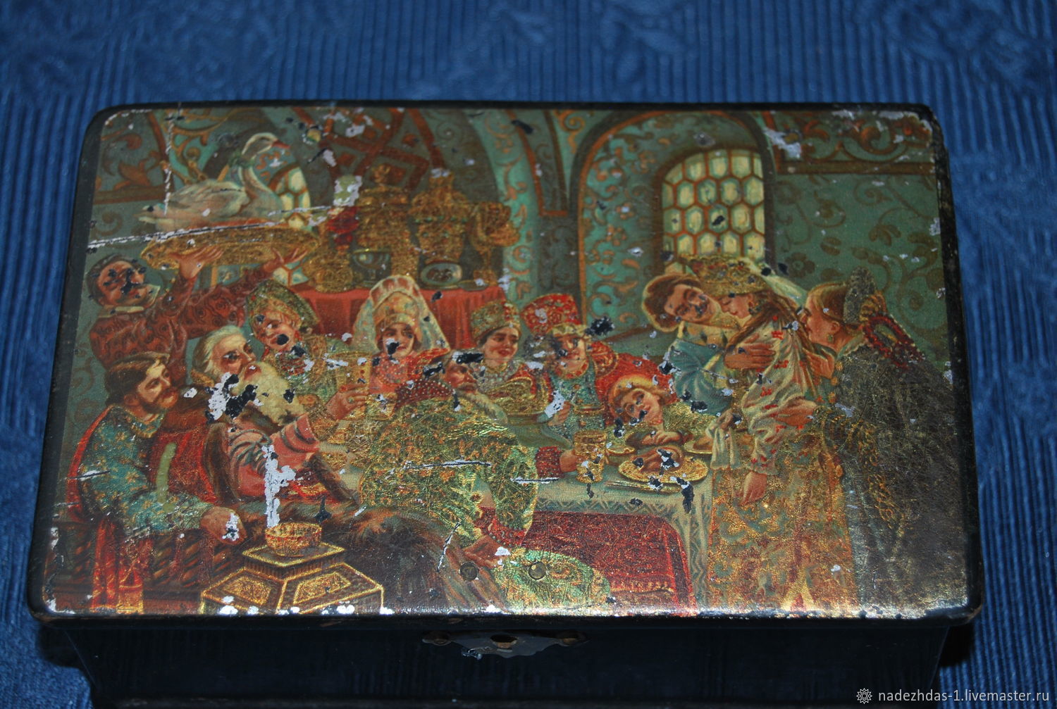 The box teapot Partnership Gubkin Kuznetsov, with a painting by Makovsky, Box, Moscow,  Фото №1