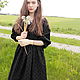 Women's long linen dress with sleeves black. Dresses. ZanKa. My Livemaster. Фото №6